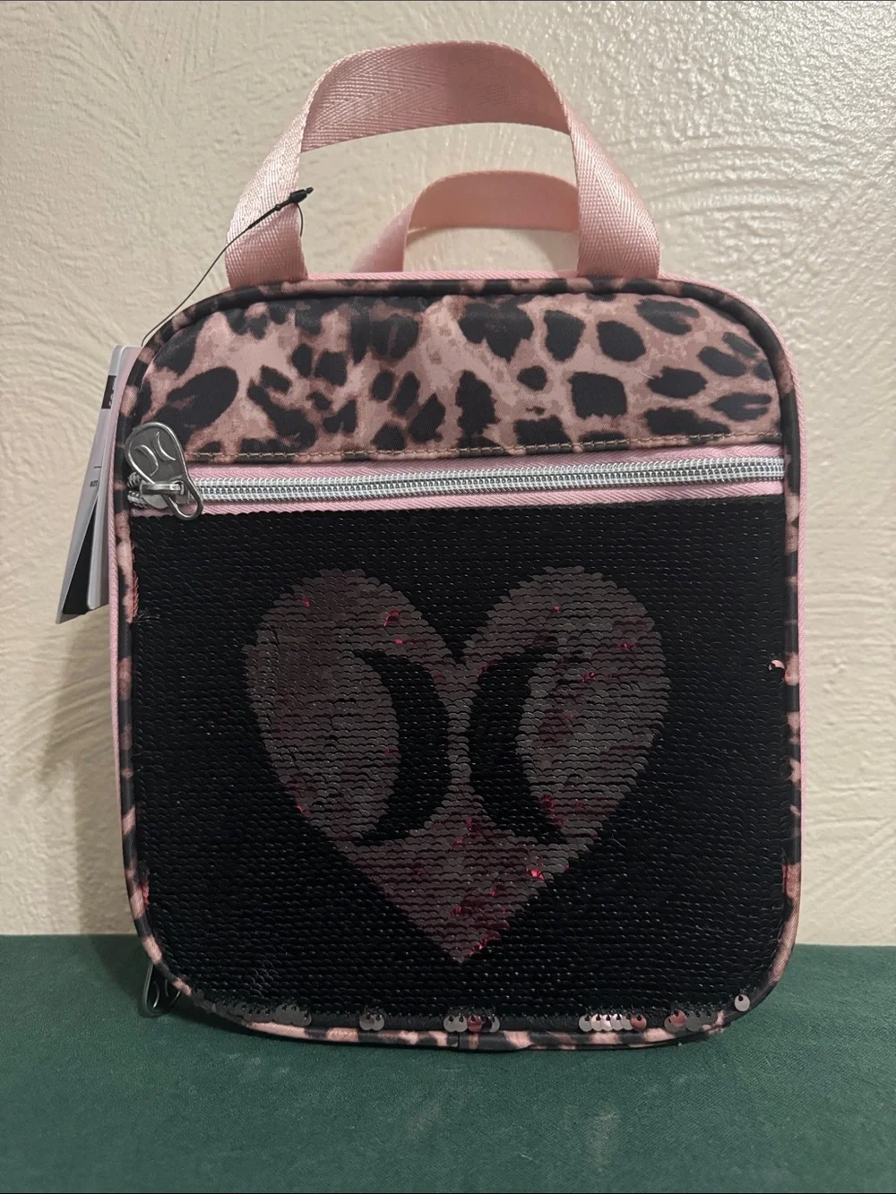 Hurley Pink Sequin Leopard Lunch Bag